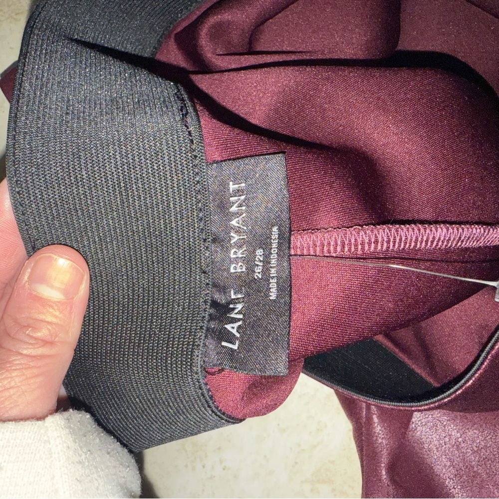Burgundy Faux Leather Leggings - Picture 2 of 2